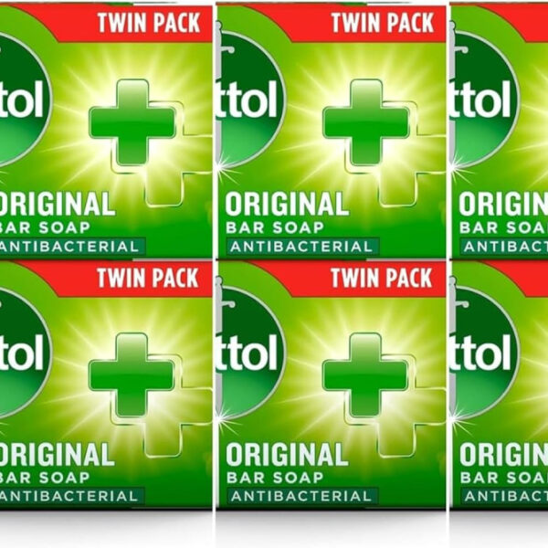 Original Anti-Bacterial Soap Bars 3x Family Twin Packs (6 x 100g) - Bundle Pack of Official Dettol Soap (Total 6 Bars) | Hand & Body Cleanser and Protector