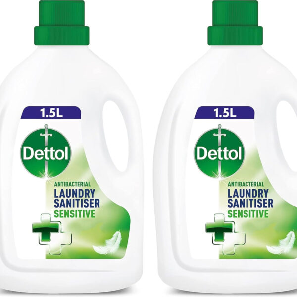 Dettol Sensitive Laundry Cleanser, Antibacterial, Dermatologically Tested 1.5L Pack of 2