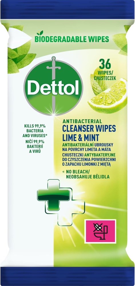 DETTOL ANTIBAC WIPES LIME&MT 36'S