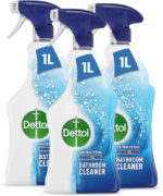 Dettol Bathroom Cleaner Spray, Multipack of 3 X 1L, Total of 3L, Antibacterial Bathroom Spray, Shower Screen Cleaner, Limescale Remover, Disinfectant, Household Cleaners