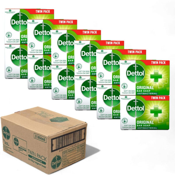 Dettol Anti Bacterial Soap bar (100g x 2) x 6, Kills 99.9% bacteria, bulk buy Dettol soap