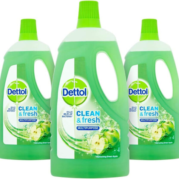 Dettol Power and Fresh Multi Purpose Cleaner 1 Litre, Refreshing Green Apple, Pack of 3