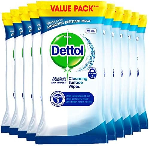 Dettol Surface Cleaning Wipes Bulk, Multipack of 72 x 10, Total 720 Wipes