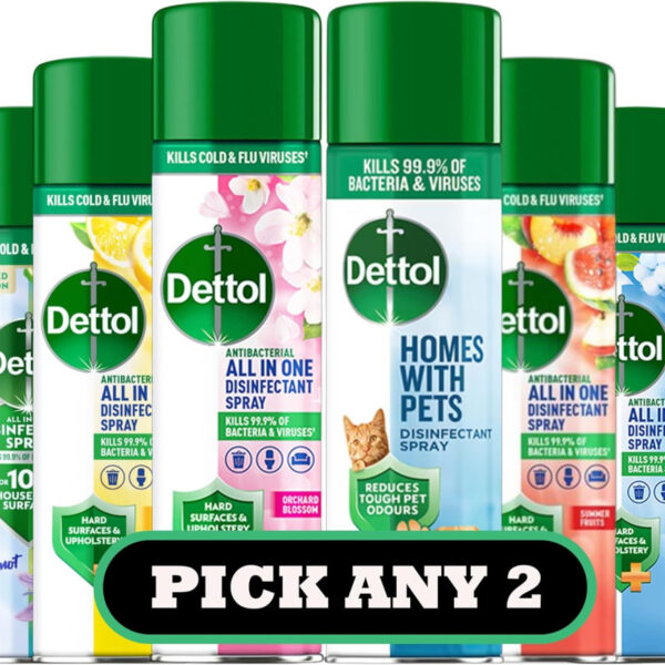 Dettol All-in-One Disinfectant Spray Bundle | Pick Any 2 Scents | Kills 99.9% of Bacteria & Viruses | Pet-Friendly | Antibacterial Surface Spray for Home & Office | 300ml Each