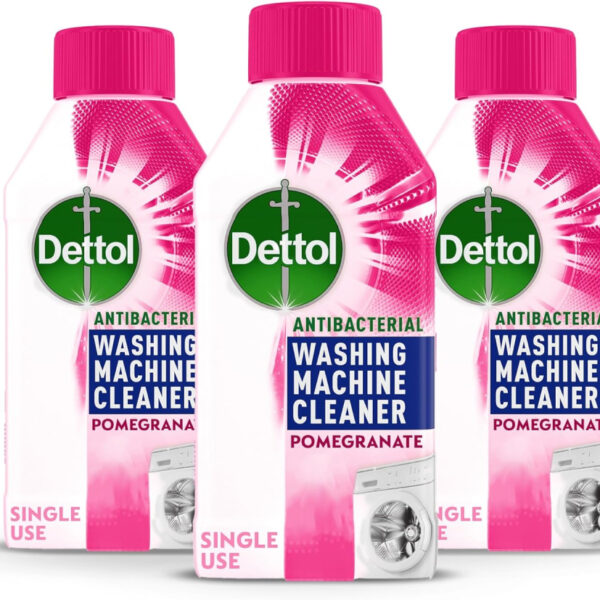 Dettol Antibacterial Washing Machine Cleaner, Pomegranate, Multipack of 3 X 250ml, Total of 750ml, Deep Clean, Limescale Remover, Removes Odours, Antibacterial, Disinfectant, Laundry