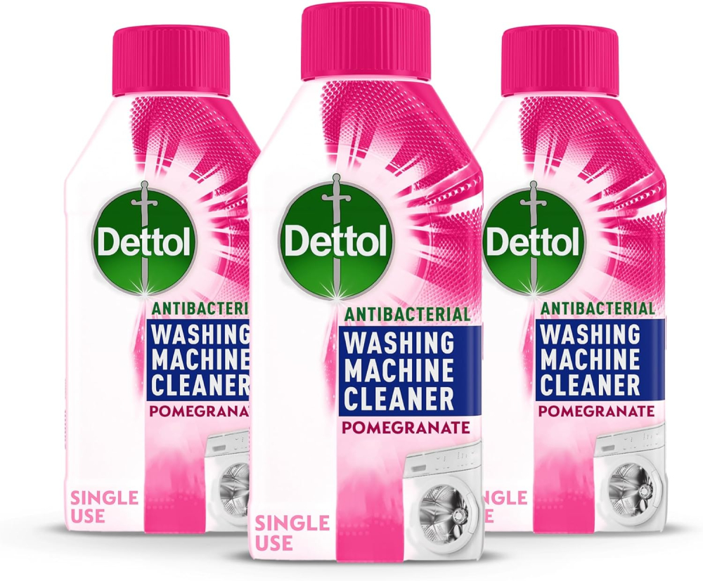 Dettol Antibacterial Washing Machine Cleaner, Pomegranate, Multipack of 3 X 250ml, Total of 750ml, Deep Clean, Limescale Remover, Removes Odours, Antibacterial, Disinfectant, Laundry