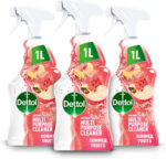 Dettol Antibacterial Multipurpose Cleaning Spray, Summer Fruits Fragrance, Multipack 1L x 3