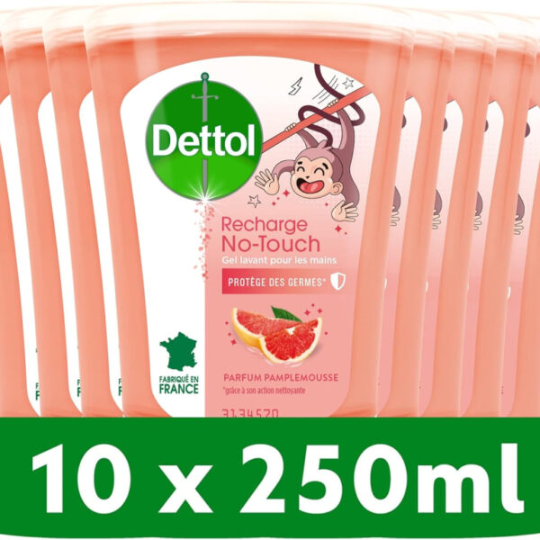 DETTOL No-Touch Liquid Hand Soap Refill 250 ml - Cleansing Action - 10 Refills (Grapefruit)