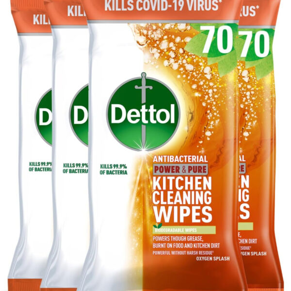 Dettol Power and Pure Kitchen 70 Wipes (Pack of 4)