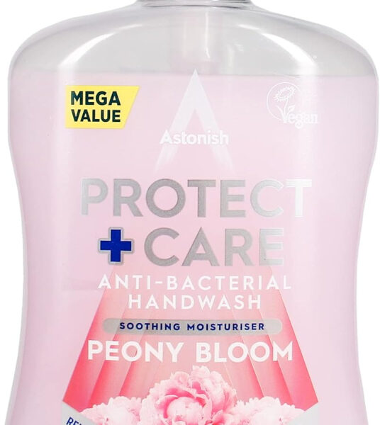 Astonish Protect and Care Kind to Skin Moisturising Anti-Bacterial Hand Wash Soap, Peony Bloom, 600ml