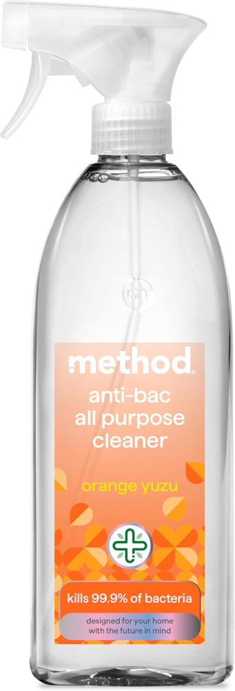 Method Antibacterial Spray, All Purpose Cleaner, Powerful Formula Kills 99.9% of Bacteria, Orange Yuzu, Pack of 1, 828 ml