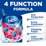 Bloo Power Active Toilet Rim Block Fresh Flowers, with Anti-Limescale, Cleaning Foam, Dirt Protection and Extra Freshness - Pack of 3 Rimblocks - Image 4