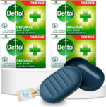 Anti-Bacterial Original Soap Bars 4 x 100g (Total 4 Bars) with Portable Soap Dish and Lid – Soap Bars Multipack, Antibacterial Soap Bar Protection, Hand & Body Soap Bar, Ideal for Home, Gym & Travel