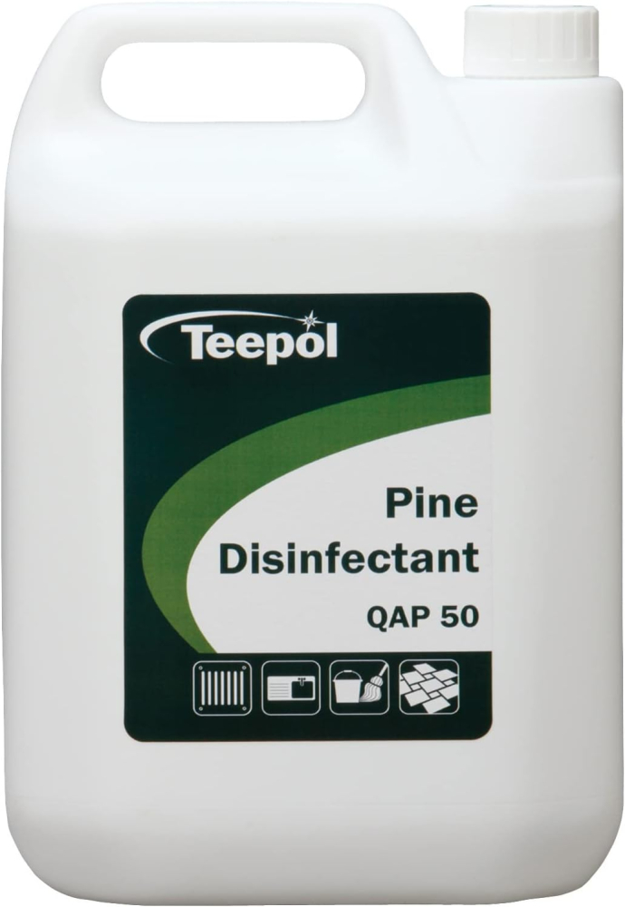 Teepol Pine Disinfectant Liquid QAP 50-5L Concentrated Disinfectant General Purpose Cleaner, Kills 99.9% of Germs Floor Cleaning Liquid - Suitable For Homes, Offices and Hospitals - Pine Scented