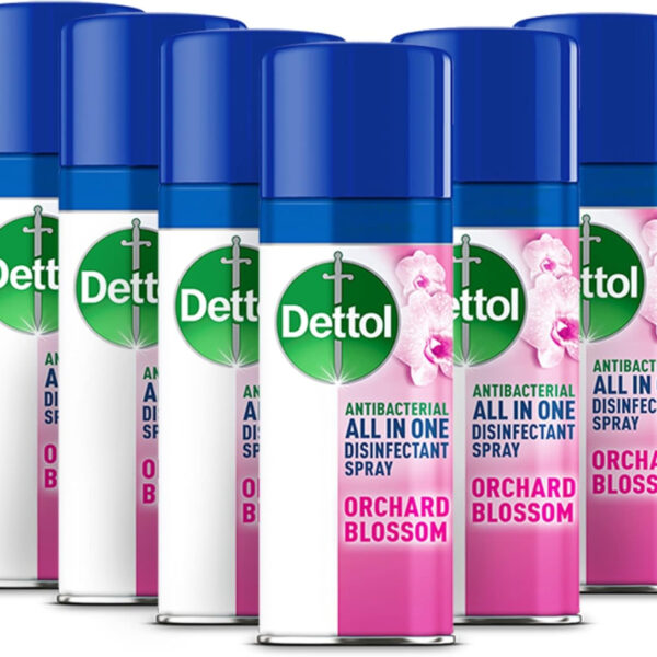 Dettol All-in-One Disinfectant Spray, Antibacterial Disinfectant Spray, Orchard Blossom, Pack of 6 x 400 ml