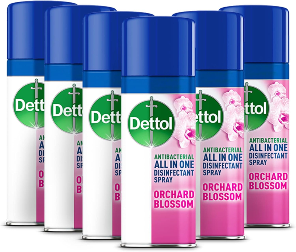 Dettol All-in-One Disinfectant Spray, Antibacterial Disinfectant Spray, Orchard Blossom, Pack of 6 x 400 ml