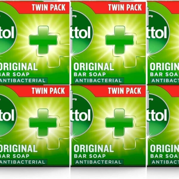 Original Anti-Bacterial Soap Bars 3x Family Twin Packs (6 x 100g) Bundle Pack of Official Dettol Soap (Total 6 Bars) | Antibacterial Hand and Body Cleanser | Daily Germ Protection and Fresh Skin Care