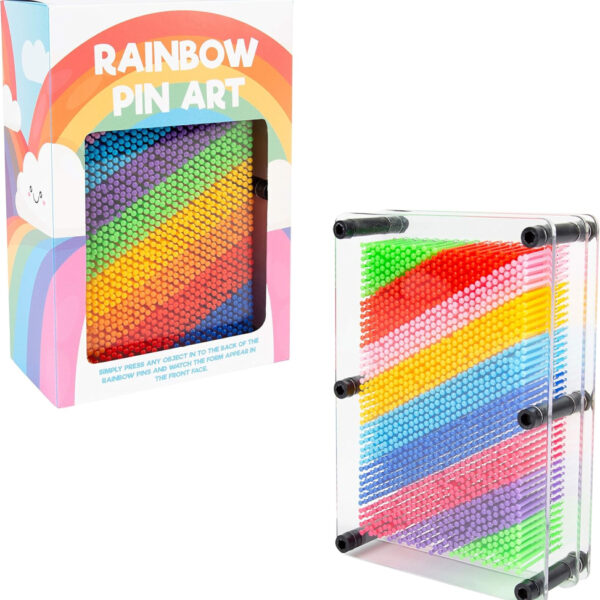 Global Gizmos 45149 Rainbow Pin Art Impression Toy/Ideal for Home and Office/Novelty Fun Gift / 3D Fun Desktop Sculpture Gadget/Classic Retro Game / 18cm x 13cm