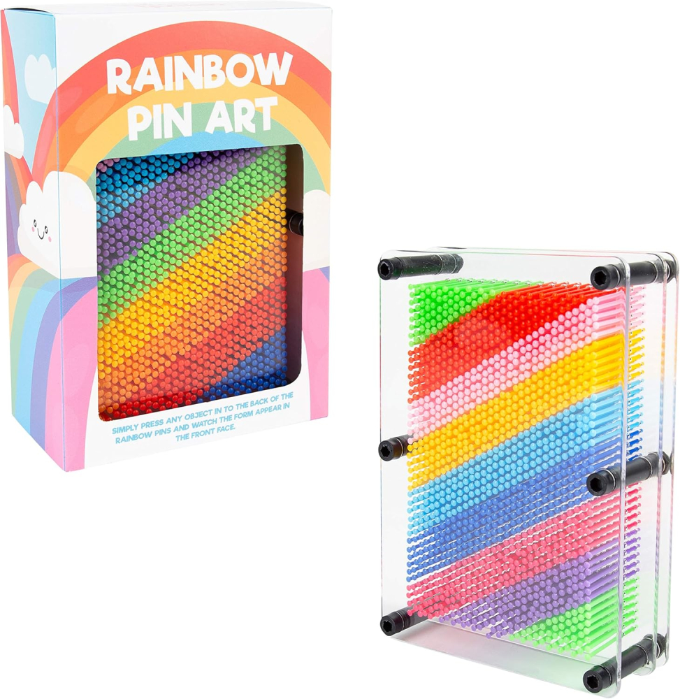 Global Gizmos 45149 Rainbow Pin Art Impression Toy/Ideal for Home and Office/Novelty Fun Gift / 3D Fun Desktop Sculpture Gadget/Classic Retro Game / 18cm x 13cm