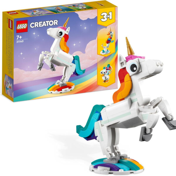 LEGO Creator 3in1 Magical Unicorn Toy - Animal Figure Transforms into a Seahorse or Peacock - Creative Gift for 7+ Year Old Girls & Boys - 31140