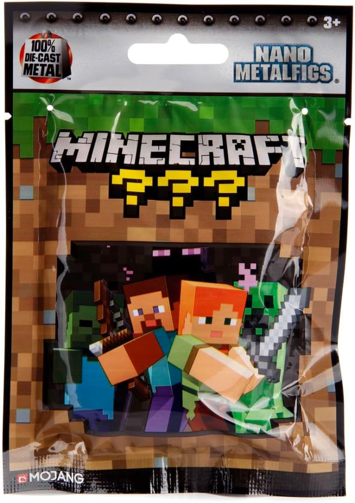 MINECRAFT NANOFIGS BLIND BAG ASSORTMENT of 1.65 inch Die Cast action figure characters to collect play and display. Perfect for gift and collector, pocket money friendly and ideal for party favours