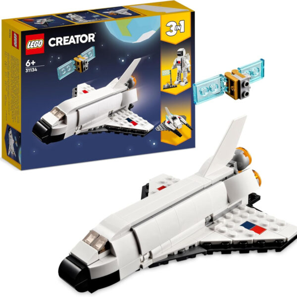 LEGO 31134 Creator 3 in 1 Space Shuttle Toy to Astronaut Figure to Spaceship, Building Toys for Kids, Boys, Girls Aged 6 and up, Creative Gift Idea