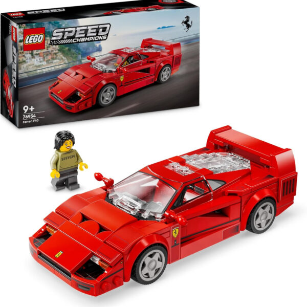 LEGO Speed Champions Ferrari F40 Supercar Buildable Vehicle, Toy Model Car for 9 Plus Year Old Boys and Girls, with Driver Minifigure, Kids' Bedroom Decoration, Gift Idea 76934