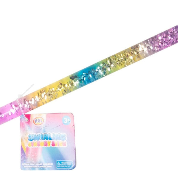 RGL Sensory Fidget Stick, Rainbow Glitter Swirling Calming Toy, Pink and Blue Colours, Stress Relief Spinning Wand for Kids and Adults