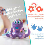 Nuby Octopus Floating Bath Toy - Sensory Development | 3 Rings Included | Colourful - Image 2