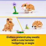 LEGO Creator 3in1 Cute Hamster with a Flower Toy - Animal Figure Transforms into a Hedgehog or Eagle - DIY Room Decor Idea - Birthday Gift for 7+ Year Old Girls & Boys - 31376 - Image 3