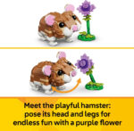 LEGO Creator 3in1 Cute Hamster with a Flower Toy - Animal Figure Transforms into a Hedgehog or Eagle - DIY Room Decor Idea - Birthday Gift for 7+ Year Old Girls & Boys - 31376 - Image 4