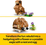 LEGO Creator 3in1 Cute Hamster with a Flower Toy - Animal Figure Transforms into a Hedgehog or Eagle - DIY Room Decor Idea - Birthday Gift for 7+ Year Old Girls & Boys - 31376 - Image 5
