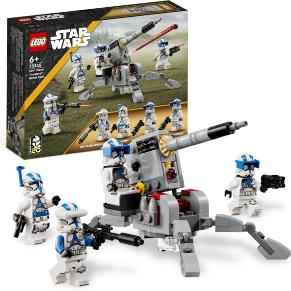 LEGO Star Wars 75345 501st Clone Troopers Battle Pack Set - Collectible Building Toy with an AV-7 Cannon & 4 Minifigures - Gift for 6+ Year Old Boys & The Clone Wars Fans