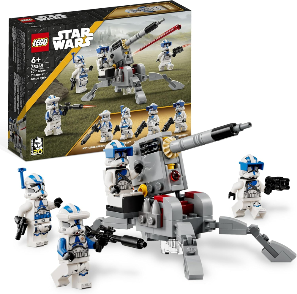 LEGO Star Wars 75345 501st Clone Troopers Battle Pack Set - Collectible Building Toy with an AV-7 Cannon & 4 Minifigures - Gift for 6+ Year Old Boys & The Clone Wars Fans