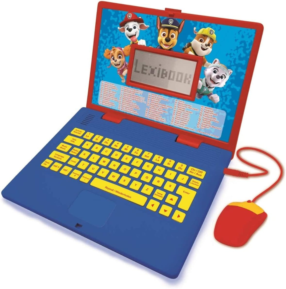LEXIBOOK, Paw Patrol, Educational and Bilingual Laptop French/English, Toy for Child Kid (Boys & Girls), 124 Activities, Learn Play Games and Music, Red/Blue, JC598PAi1