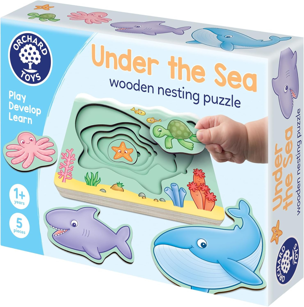 Orchard Toys Under The Sea Wooden Nesting Puzzles For Kids 1 Year For Educational Early Learning. Ocean Theme