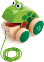 Hape Frog Pull Along | Wooden Frog Fly-Eating Pull Toddler Toy, Bright Colours - Image 2