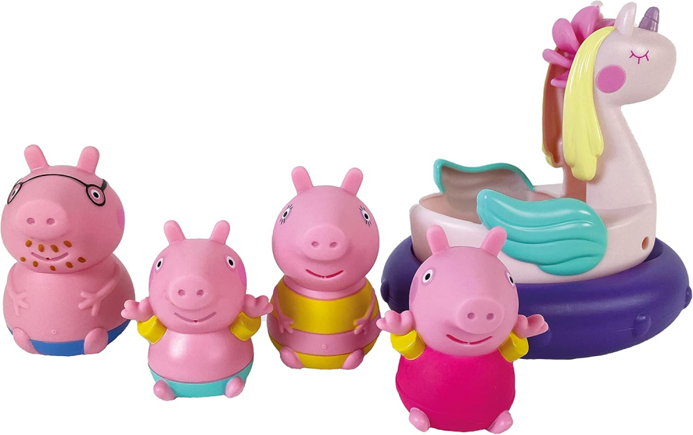 Toomies Daddy Pig, Mummy Pig, Peppa, George Bath Squirters & Peppa's Unicorn, Baby Bath Toys, Kids Bath Toys for Water Play, Fun Bath Accessories for Babies & Toddlers, Suitable for 18 Months +