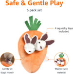 thinkassemble.co.uk Basics Rabbit and Carrot Puppy/Dog Toys for Hide and Seek with Soft Plush, 5 Count (Pack of 1) Orange and White - Image 6