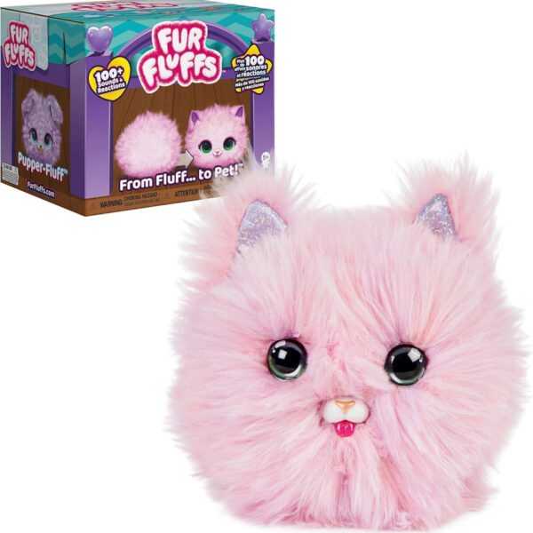 Fur Fluffs, Purr ‘n Fluff Surprise Reveal Interactive Toy Pet, Over 100 Sounds and Reactions Cute and Fluffy Cat Kids Toys for Girls & Boys Ages 5+