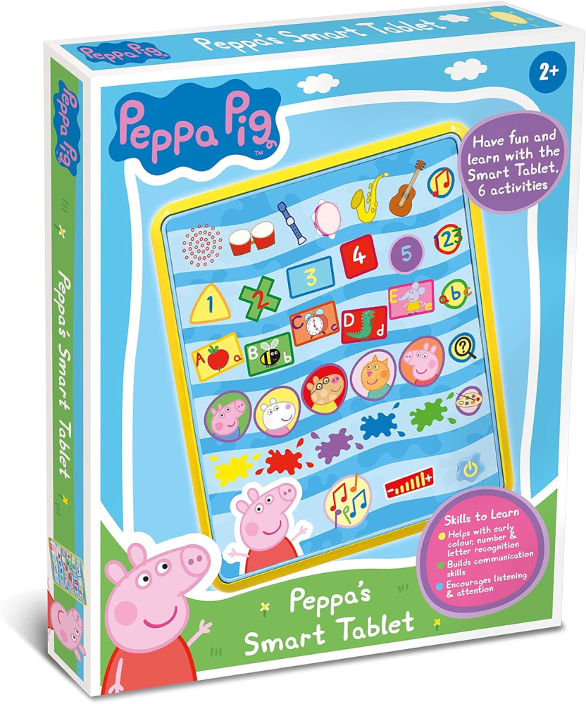 Peppa Pig - PP04 Peppa's Smart Tablet Toy For Kids - Interactive Learning & Child Development, Colours, Numbers and Letter Recognition, Communication Skills, - Features 6 Fun Activities, 2+ Years