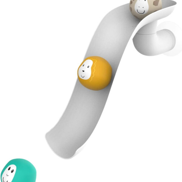 Matchstick Monkey, Bathtime Slide Set, Antimicrobial Baby Bath Toy, Easy To Grip, Sensory Learning - Slide Set (1 Slide + 3 Fun Animal Character Rocks), 12 Months Old+, White