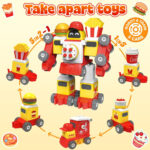 Train Toy Building Set,5 in 2 Construction Toys,Toys for 3 4 5 6 Year Old,Transporter Car Combined as Transformer Robot,Electric Drill Toy Set For 3 4 5 6 Year Old Boy Gifts - Image 2