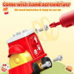 Train Toy Building Set,5 in 2 Construction Toys,Toys for 3 4 5 6 Year Old,Transporter Car Combined as Transformer Robot,Electric Drill Toy Set For 3 4 5 6 Year Old Boy Gifts - Image 9