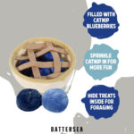 Rosewood Battersea Blueberry Snuffle Pie Cat Toy, Cat Snuffle Toy, Catnip Blueberries in Plush Pie Toy, Catnip Toy, Blue, 12.5cm - Image 6