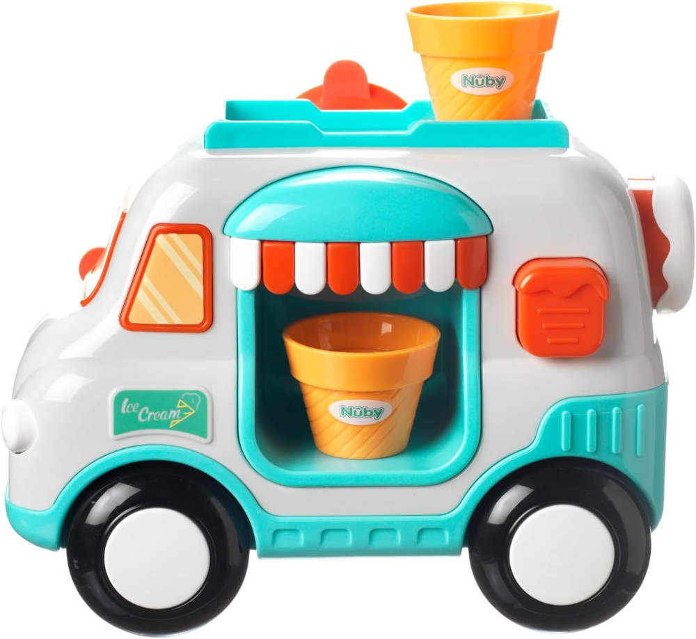 Nuby Ice Cream Shop Bubble Machine Bath Toy - Suction Cups | Includes 2 Cones | Interactive Play | Suitable from 3 Years