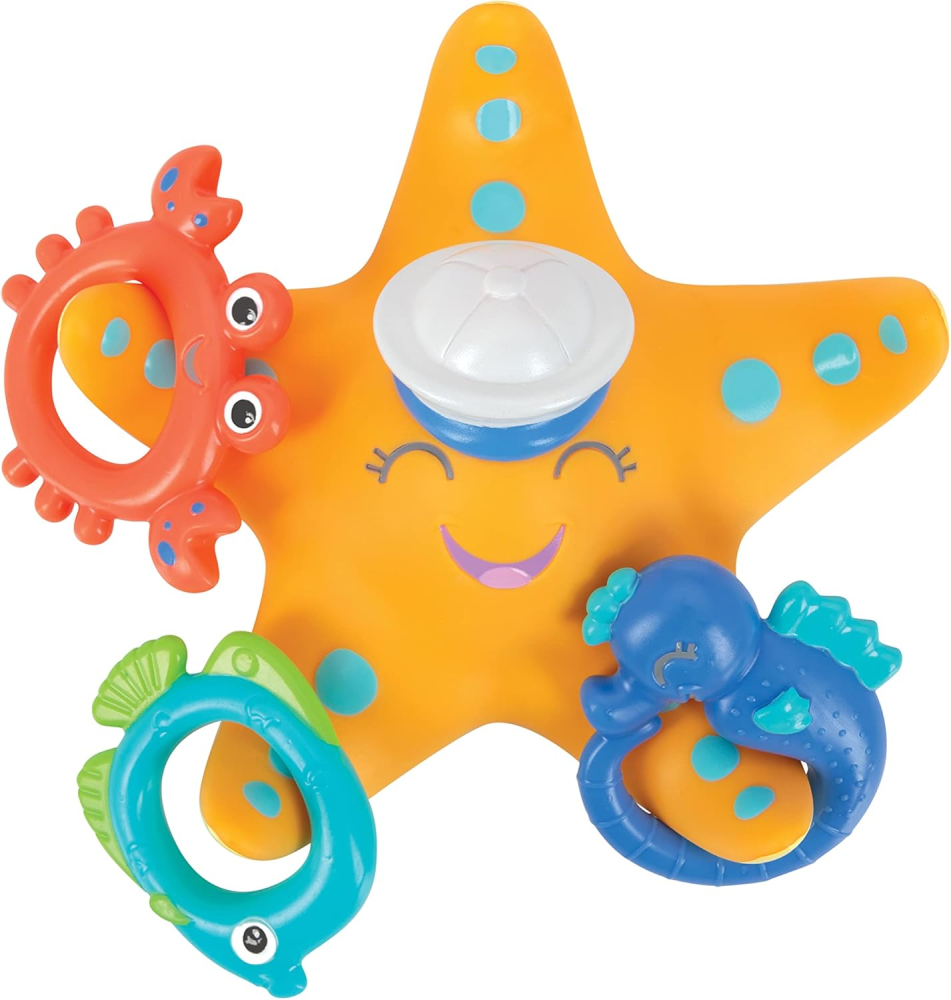 Nuby Starfish Hoopla Floating Bath Toy – Includes 3 Throwing Rings | BPA Free | Suitable for Ages 18 Months Plus
