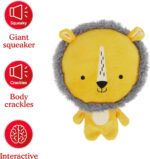 Rosewood Leo Lion, Plush Interactive Dog Toy With Giant Squeaker And Crinkle Body - Yellow - Image 5