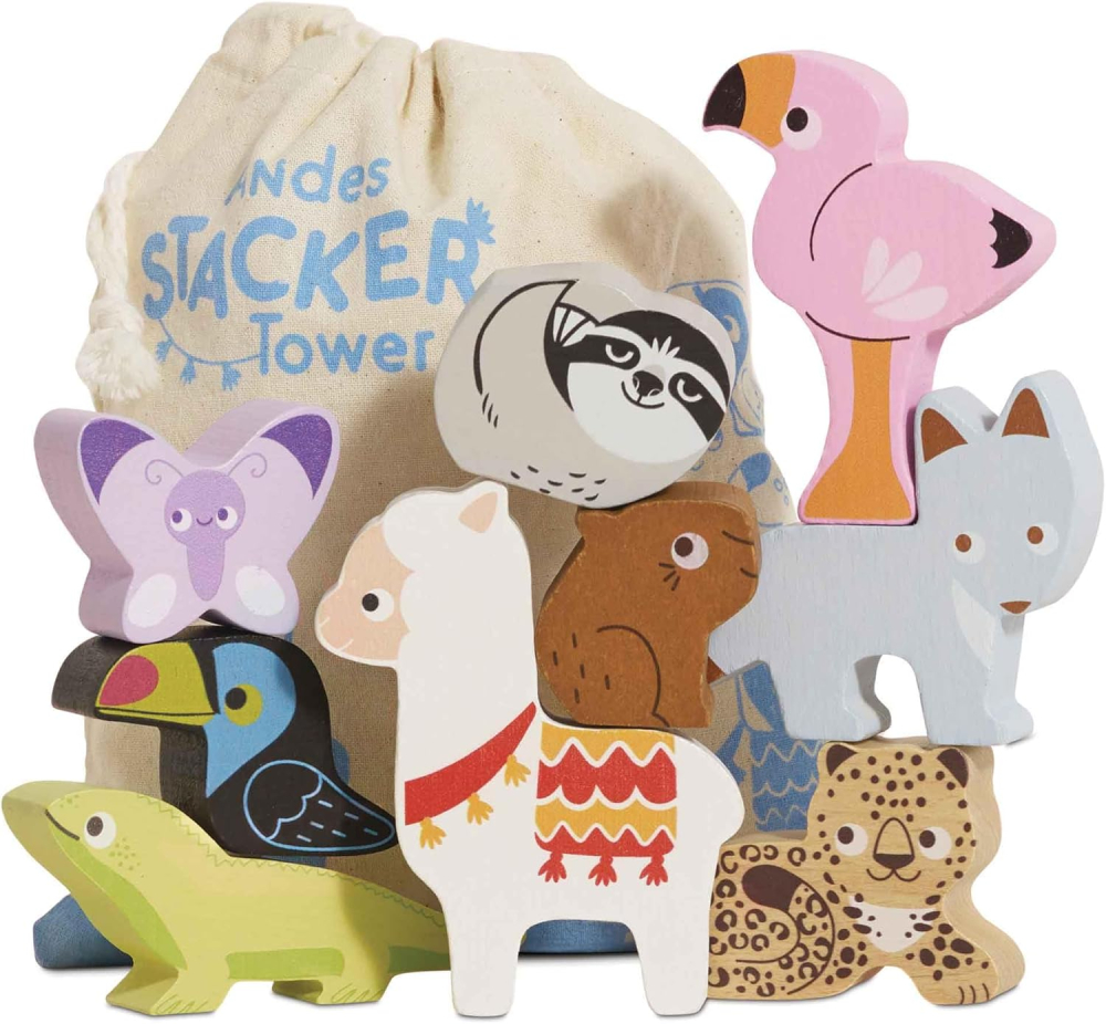 Le Toy Van - Educational Andes Wooden Animal Stacking Tower Toys And Bag | Learning Activity Toys For Toddlers Development