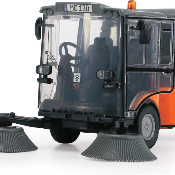 Dickie Toys 203834003 Feuerwehr Kärcher Toy Sweeper for Children Aged 3 and Above Cleaning Vehicle (19.5 cm) with Many Functions, Includes Movable Figure & Accessories, Orange/Grey